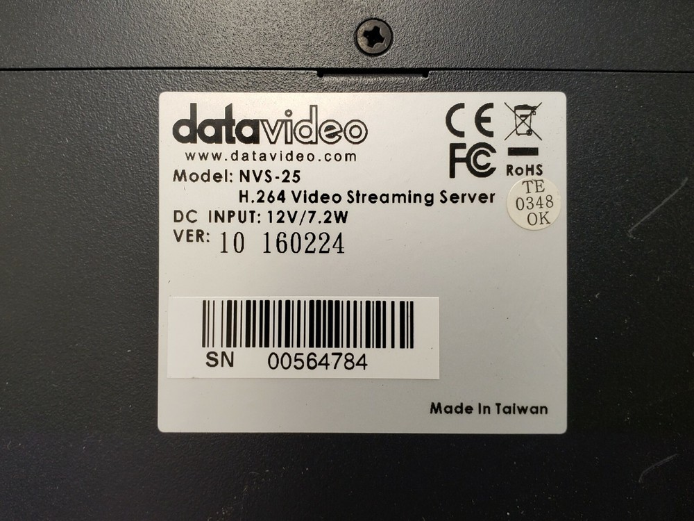 DATAVIDEO NVS-25 VIDEO STREAMING ENCODER / RECORDER w/ POWER ADAPTER
