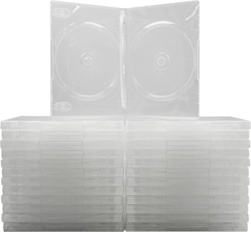 (25) DV4R14CLWT 4-Disc Capacity Clear Quad Replacement DVD CD Storage Case Boxes
