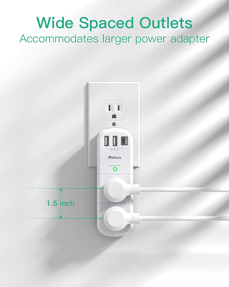 Outlet Extender with Rotating Plug, Surge Protector 6 AC Multi Plug Wall Out...