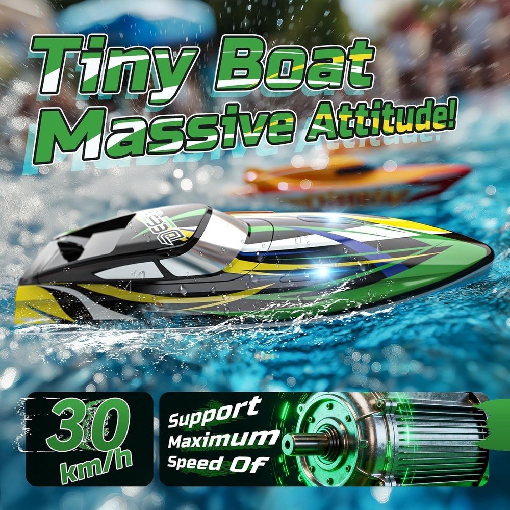 LED Lights Remote Control Boat - High Speed, 2 Batteries