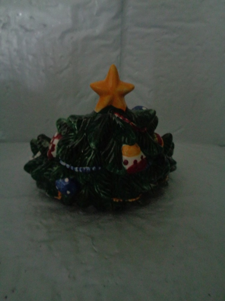 Ceramic Christmas Tree - Candle Side Hugger - Decorative Topper - Hand Painted