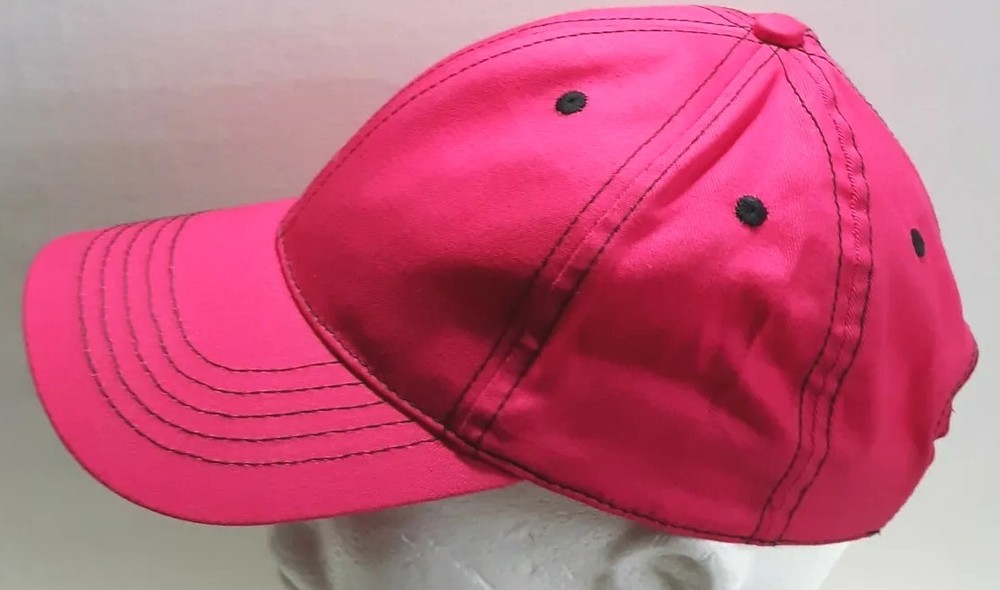 Bright Pink Ball Cap Hat Plain Strapback Adjustable Womens One Size Fits Most
