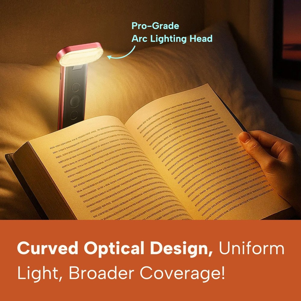 Book Light Reading Bed USB Rechargeable LED Night 3 Colors Dimming Red