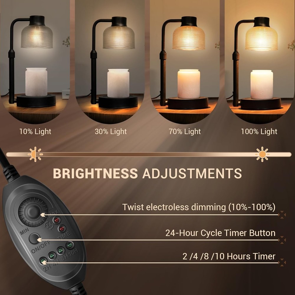 KLL Candle Warmer Lamp with Timer: Adjustable Height Dimmable Black