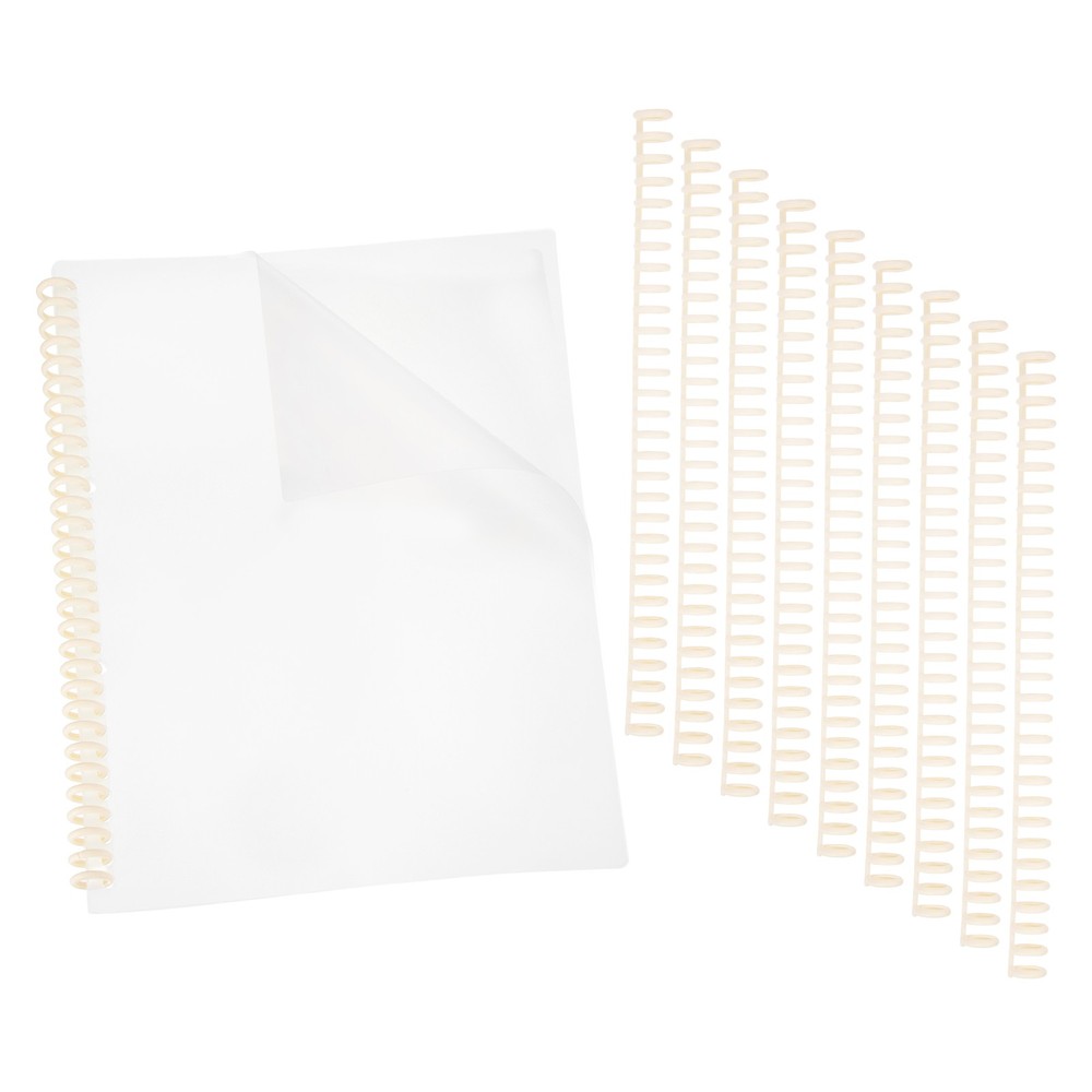 20Pcs Clear Presentation Binding Covers with 10Pcs 12mm Combs Kit, Light Pink