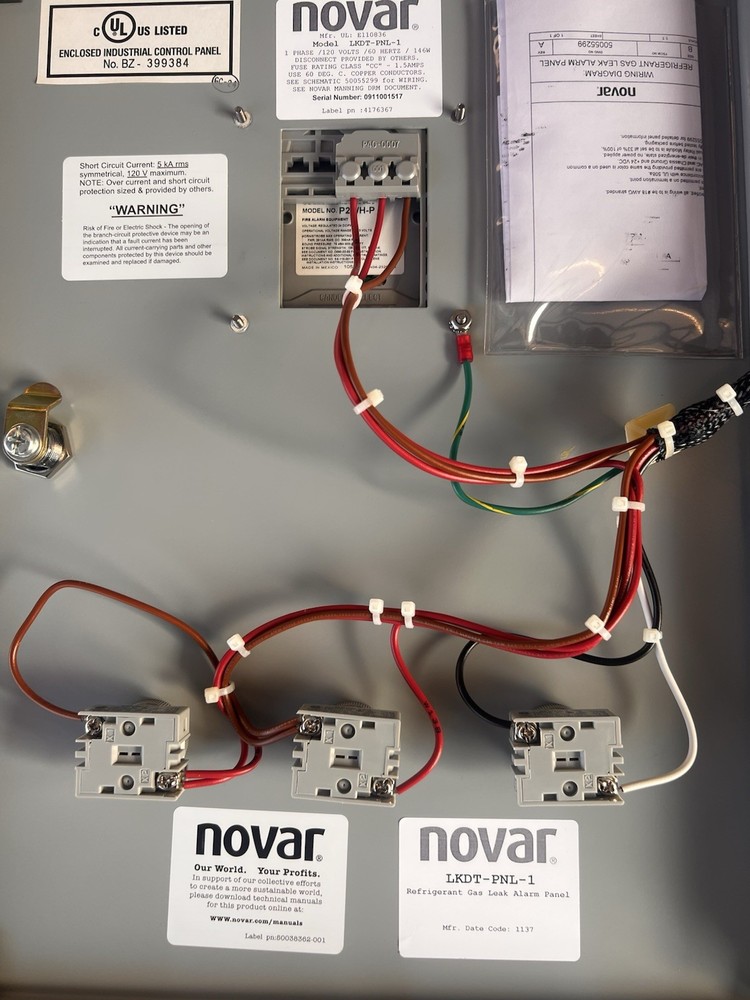 Novar Refrigerant Leak Detector Alarm Panel - No Key For Lock