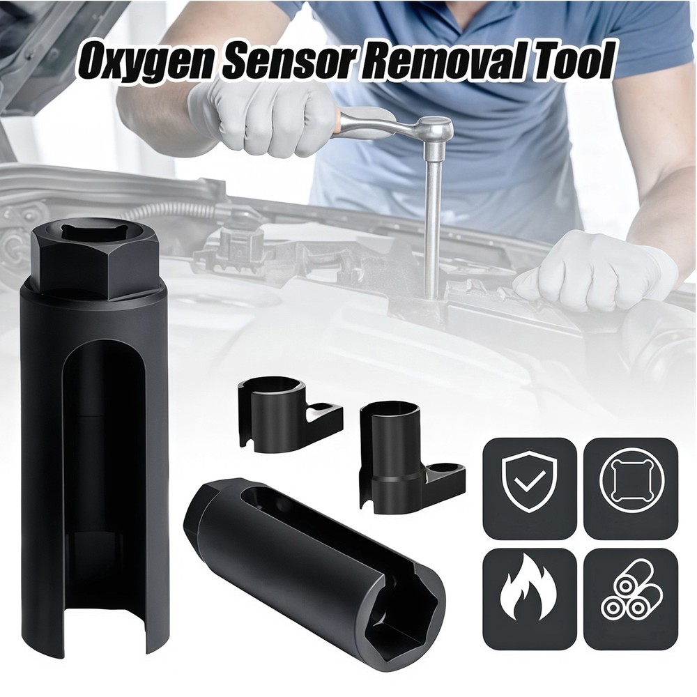 4pcs O2 Oxygen Sensor Socket Wrench Removal Tool 3/8" 1/2" Drive x 7/8" 22mm Set