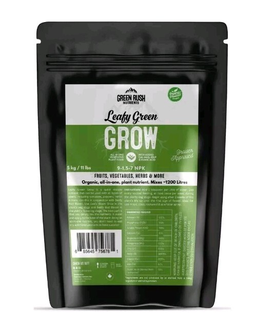 GREEN RUSH NUTRIENTS Leafy Green Grow 9-1.5-7- 2oz Sample