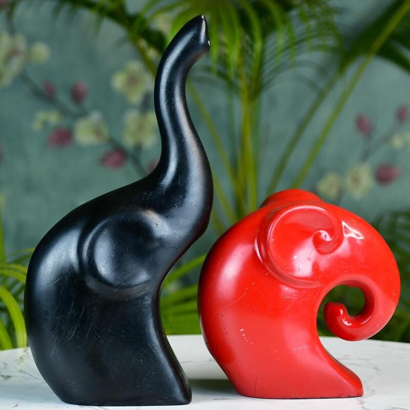 Sowpeace Abstract Elephant Set – 2 Resin Decor Pieces, 15cm, Multicolor