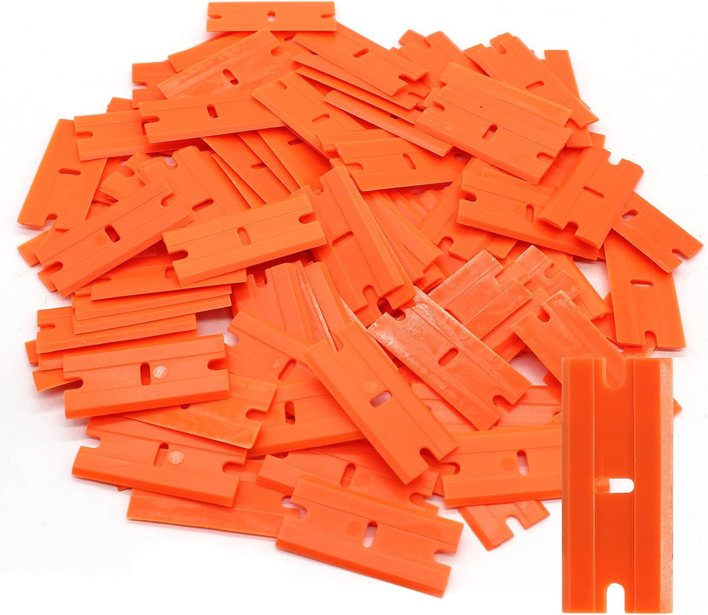 100pcs Plastic Razor Blades, Double Edged Plastic Scraper Blades Replacement ...
