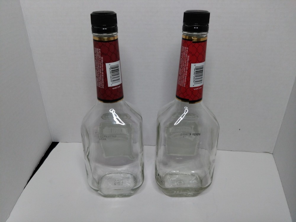Jacquins Cherry Brandy 2 Clear Empty Glass Bottles