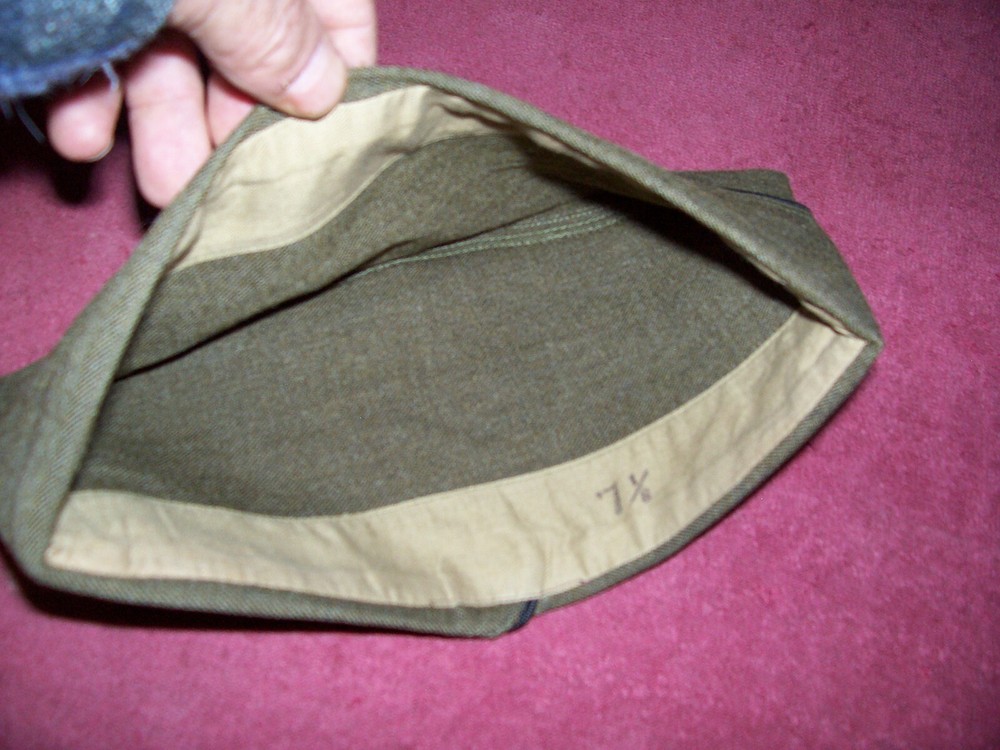 WW II BROWN WOOL CHAPLAIN GARRISON HAT W/ BLACK PIPING