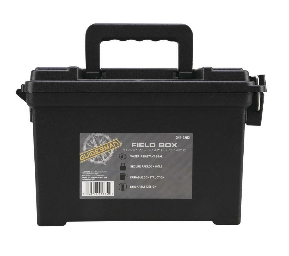 11" Black Medium Ammo Field Box with Handle Lockable, Stackable, Rubber Seal