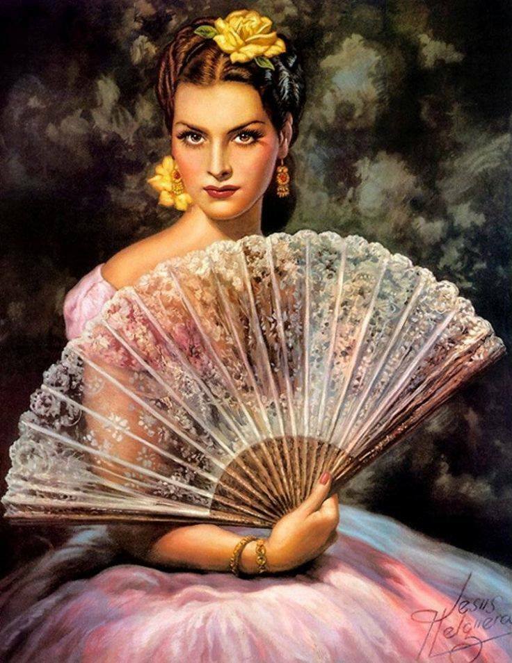 Chart Needlework DIY - Counted Cross Stitch Patterns -  A Lady with a Big Fan