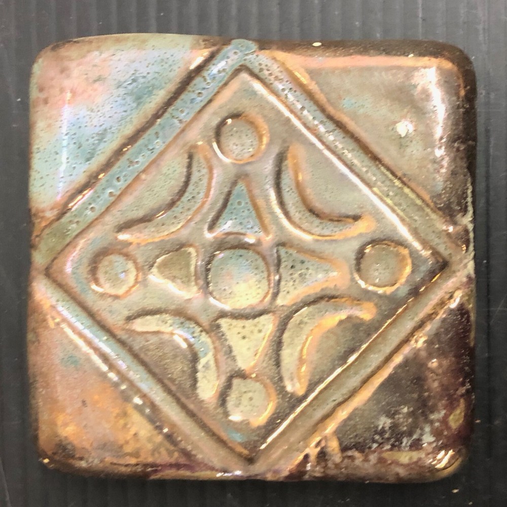 Antique Pewabic Geometric Iridescent Tile