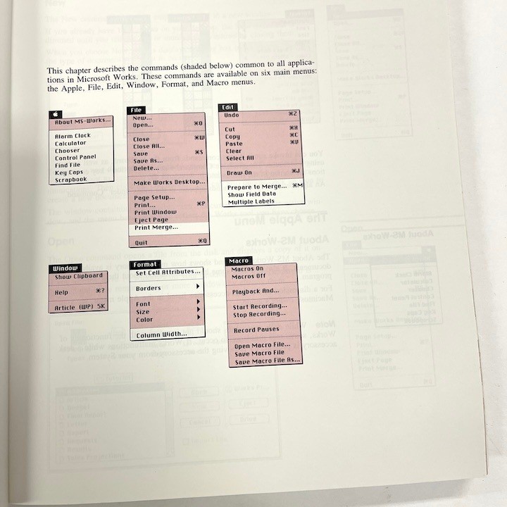 1990 2 Book Set Using Microsoft Works for Apple + Microsoft Works Lessons