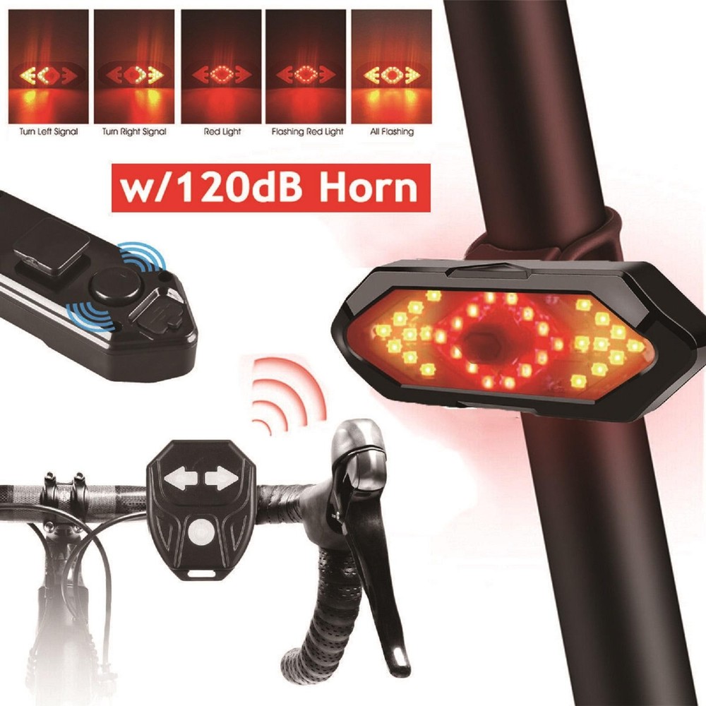 Wireless Bicycle Alarm Rear Tail Light IPX4 Waterproof Remote Control USB