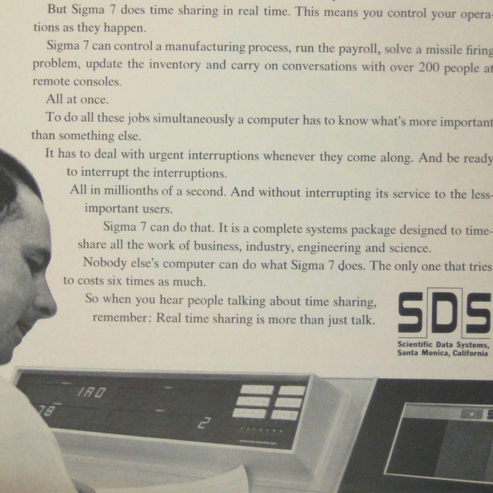 Vintage Scientific Data Systems Sigma 7 Advertisement Print 1960s