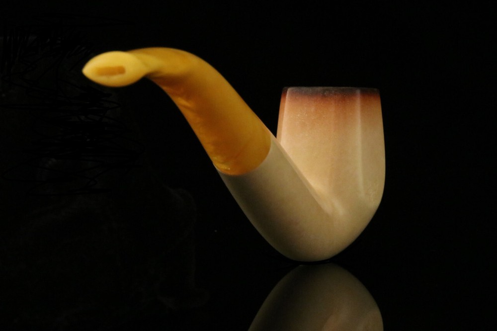srv -Bent Panel Block Meerschaum Pipe with fitted case M2940