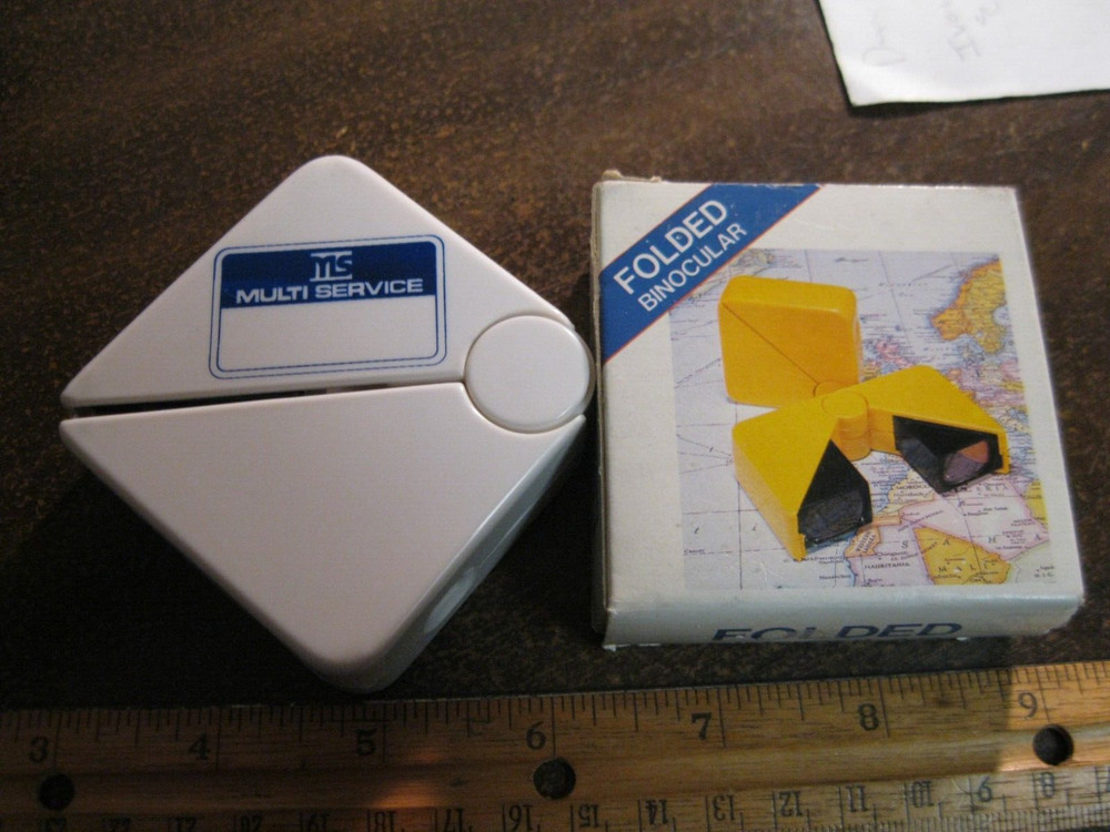 Vintage Folding Binoculars Plastic Multi Service with box