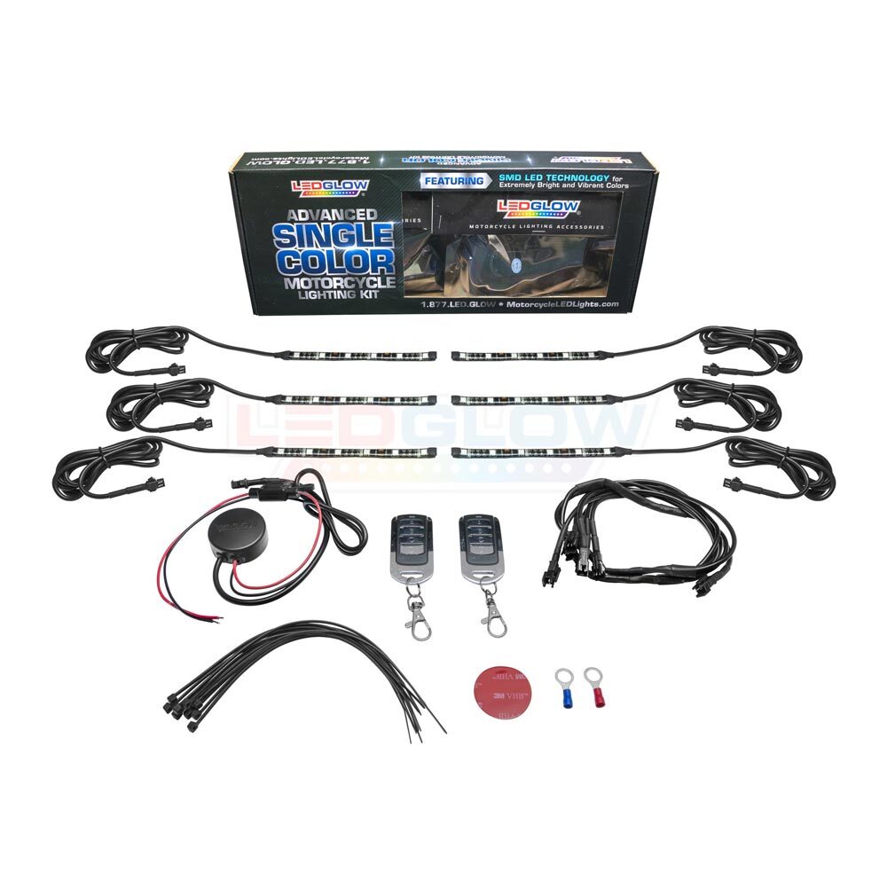 LEDGlow 6pc Advanced Blue LED Flexible Motorcycle Accent Neon Engine Light Kit
