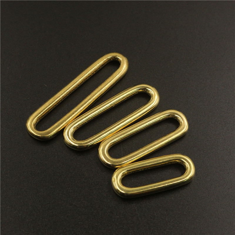 Molded Cast Solid Brass Closed Oval Loop Ring For Bag Belt Webbing Leather Craft