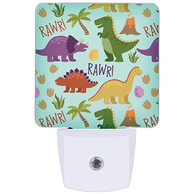RAWR! Colorful DINOSAURS Light Sensor Night Light, by Carson