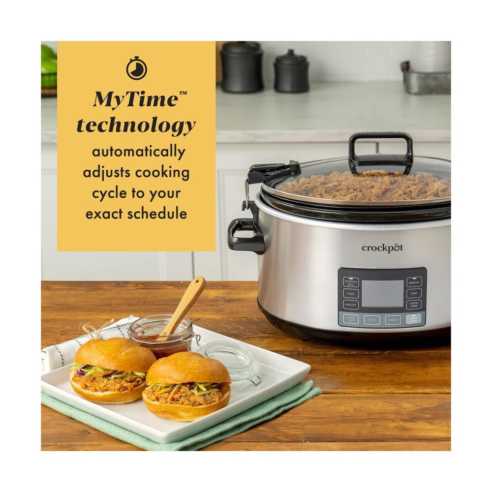 Crock-Pot 7-Quart Slow Cooker, Portable Programmable with Timer, Locking Lid,...