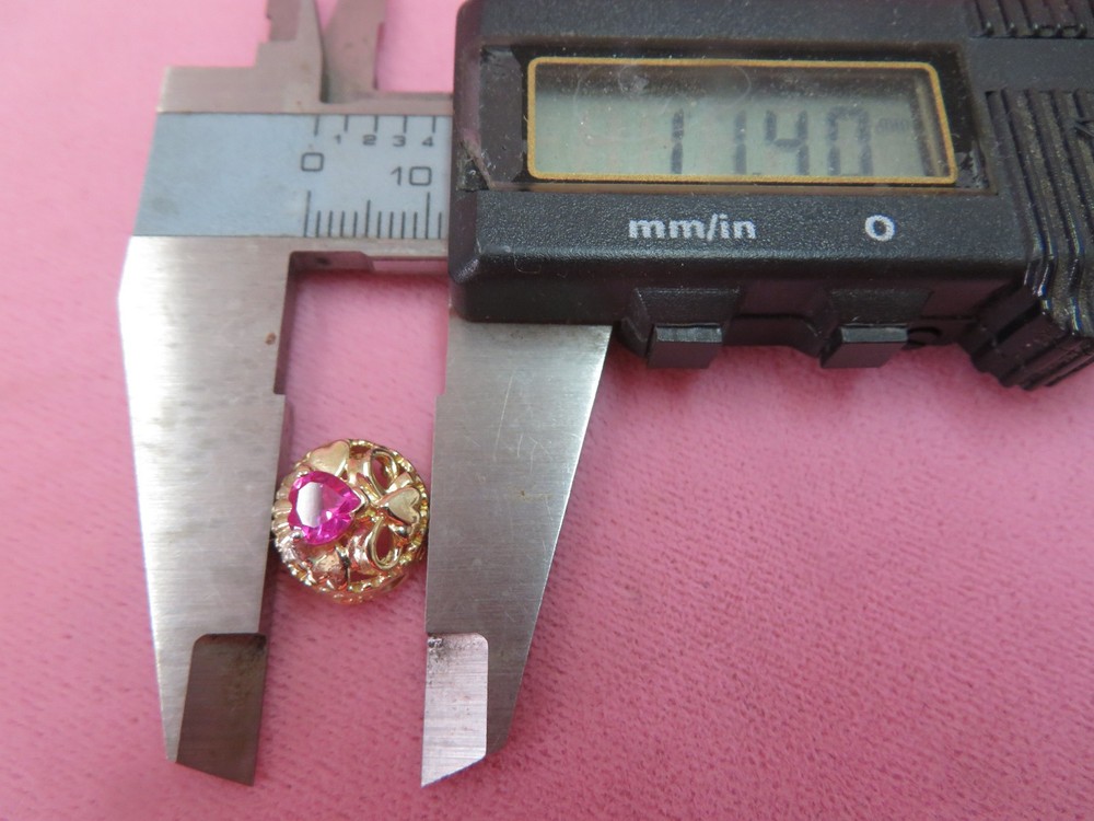 OMG 10K Solid Yellow Gold Heart Ruby Slide Charm for Bracelet