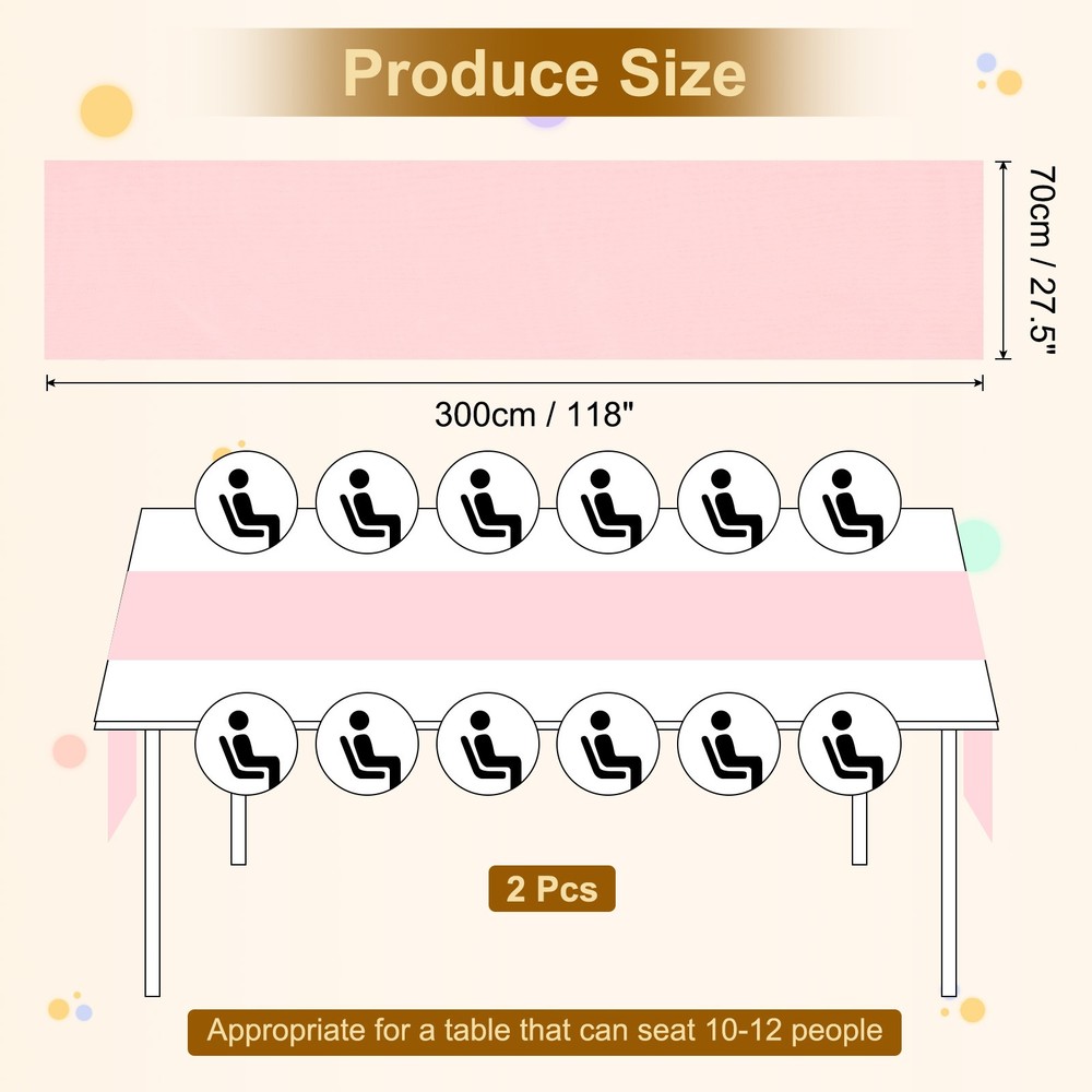 2 Pcs Pink Chiffon Table Runner 27.5" x 118" Romantic Table Runner