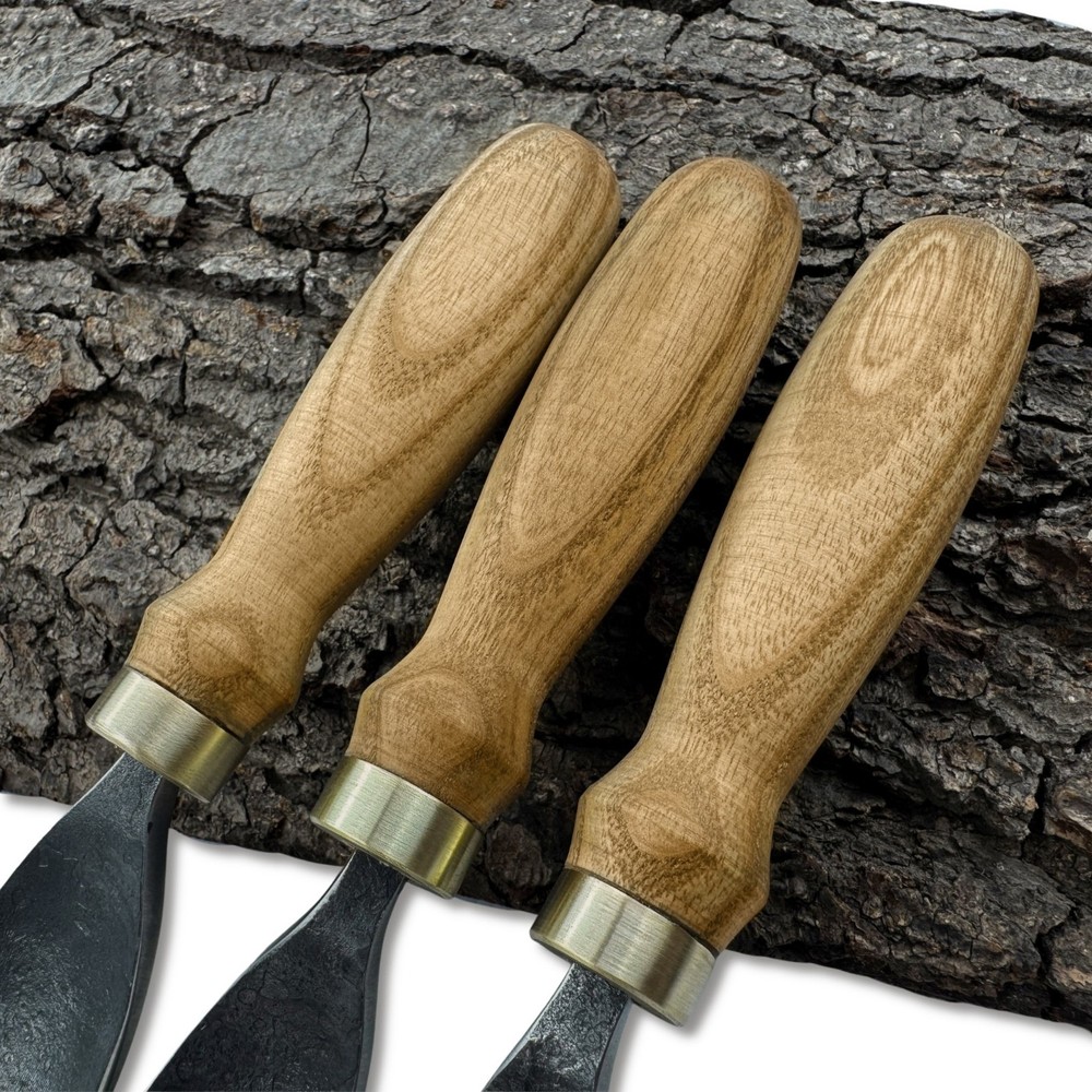 Hand-Forged Bent Gouges – 52100 Steel Blade, Ash Handles, Spoon and Bowl Carving