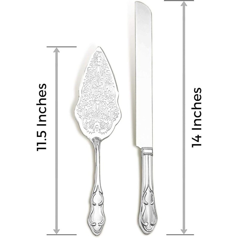 Silver Plated Cake Knife Server Set Wedding Keepsake Elegant Serving Tools New