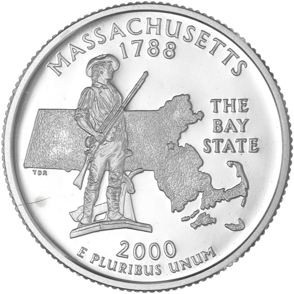 2000 S State Quarter Massachusetts Gem DCam Proof CN-Clad