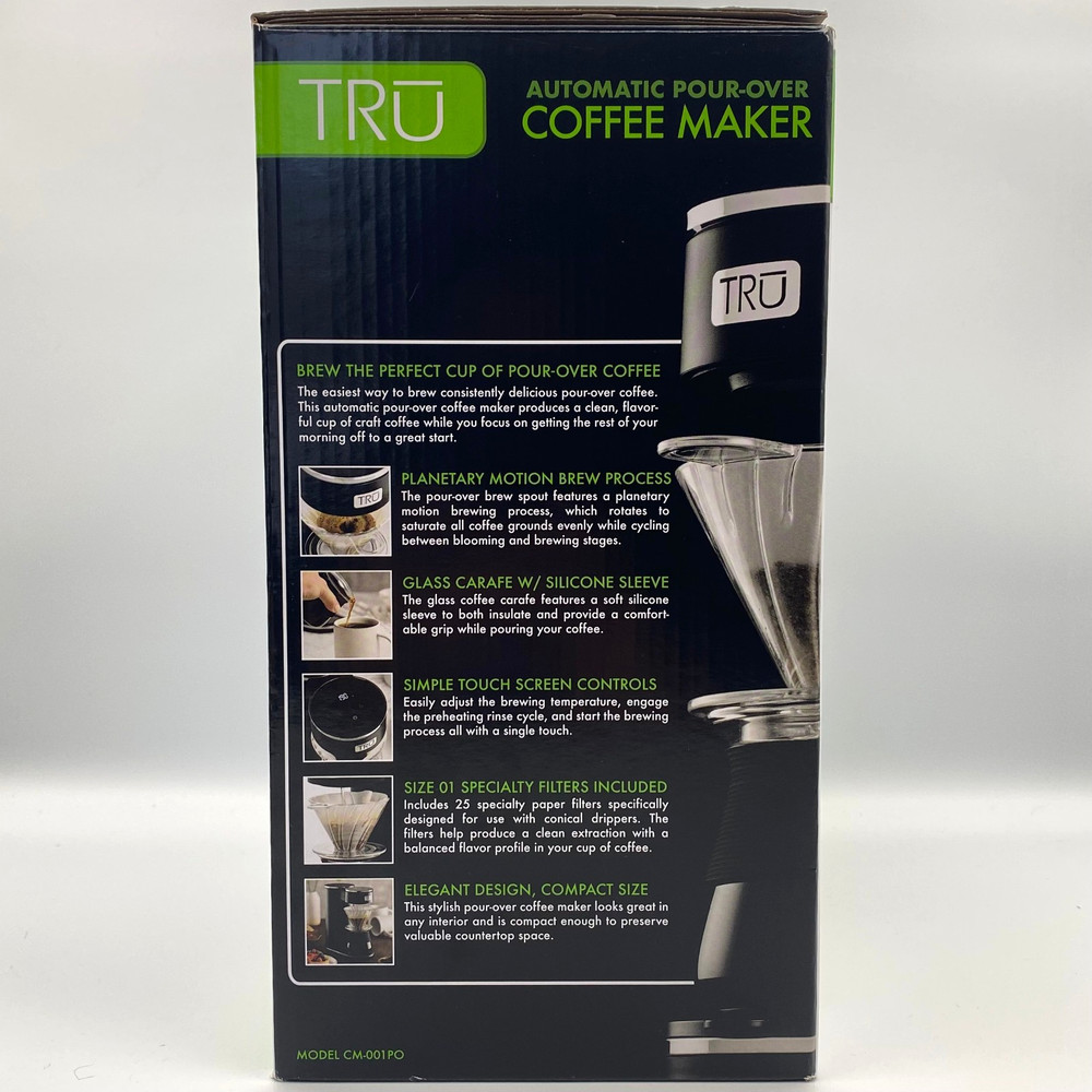 TRU Automatic Pour Over Digital Control Coffee Maker w/ Optimized Brew Program