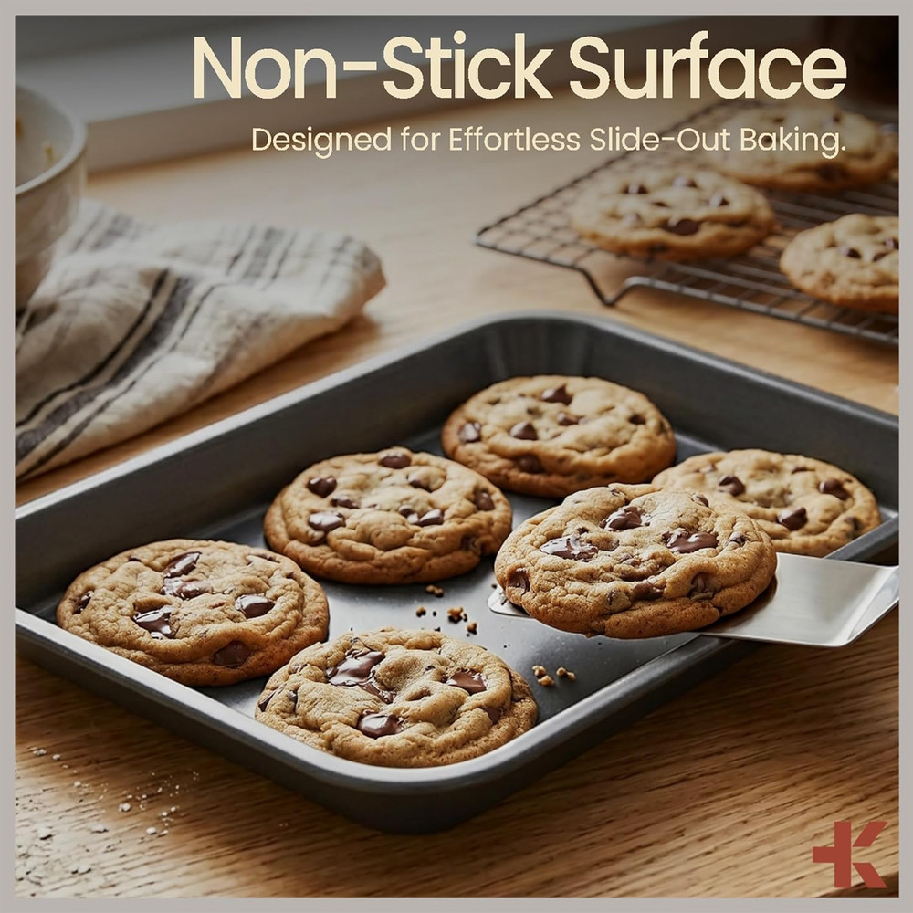 Bakken 4-Piece Bakeware Sets, Nonstick Carbon Steel Baking Sheet, Stackable Spac