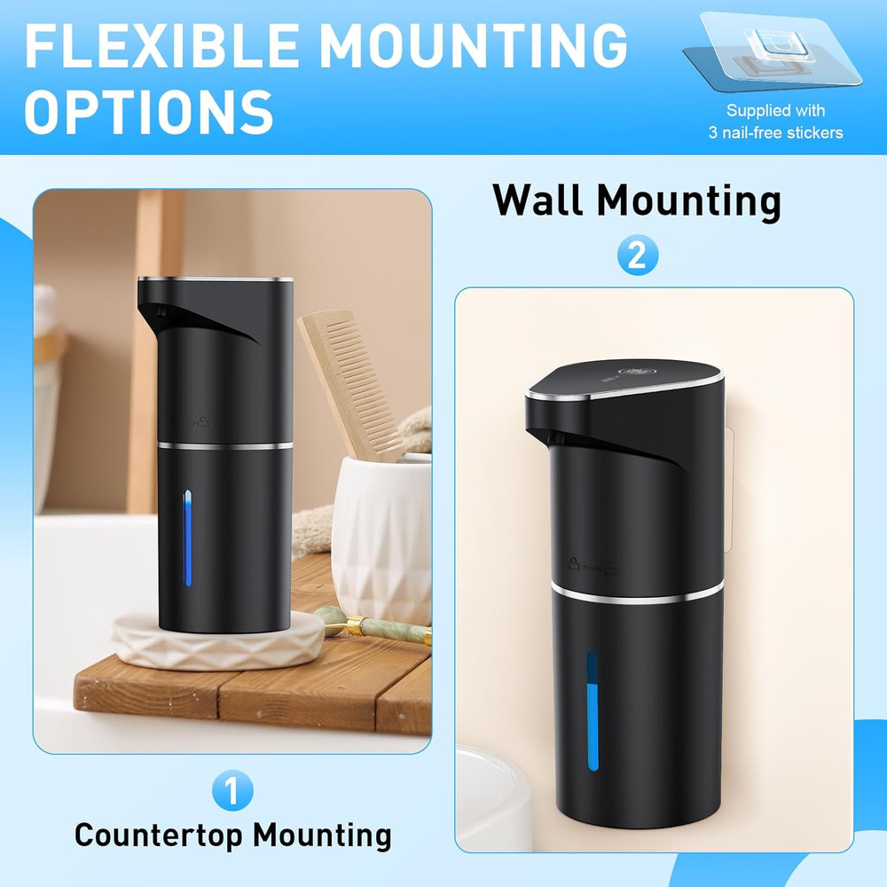 Automatic Soap Dispenser,Touchless Hand Wall Mount Rechargeable 3 Gear Adjustabl