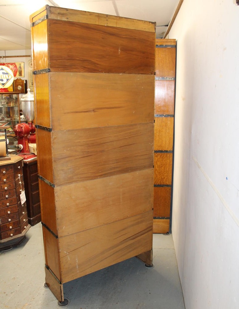 Antique Wall Unit (3) Oak Globe Wernicke Bookcases – Each Five Sections Height