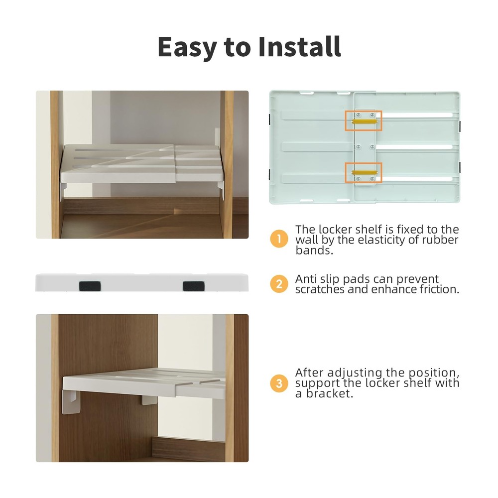 Adjust-A-Shelf Locker Shelf Adjustable Extending Organizer For School White