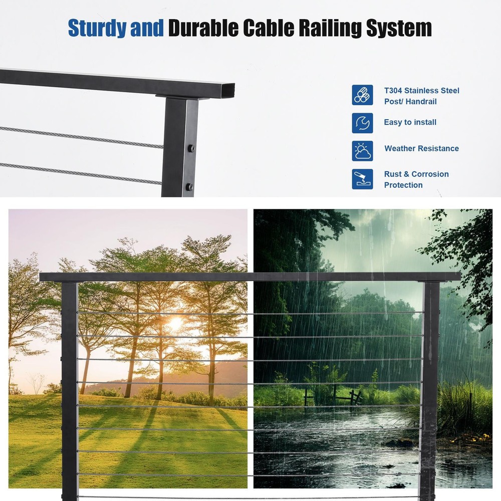 4 Pcs Cable Railing Post 42" x 2" x 2" Deck Railing