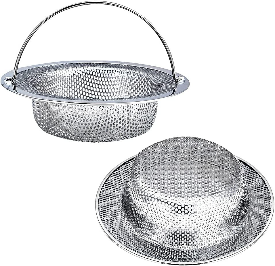 Kitchen Sink Strainer, 2-Pack Sink Strainer Basket with Handle, 4.5" Diameter, S