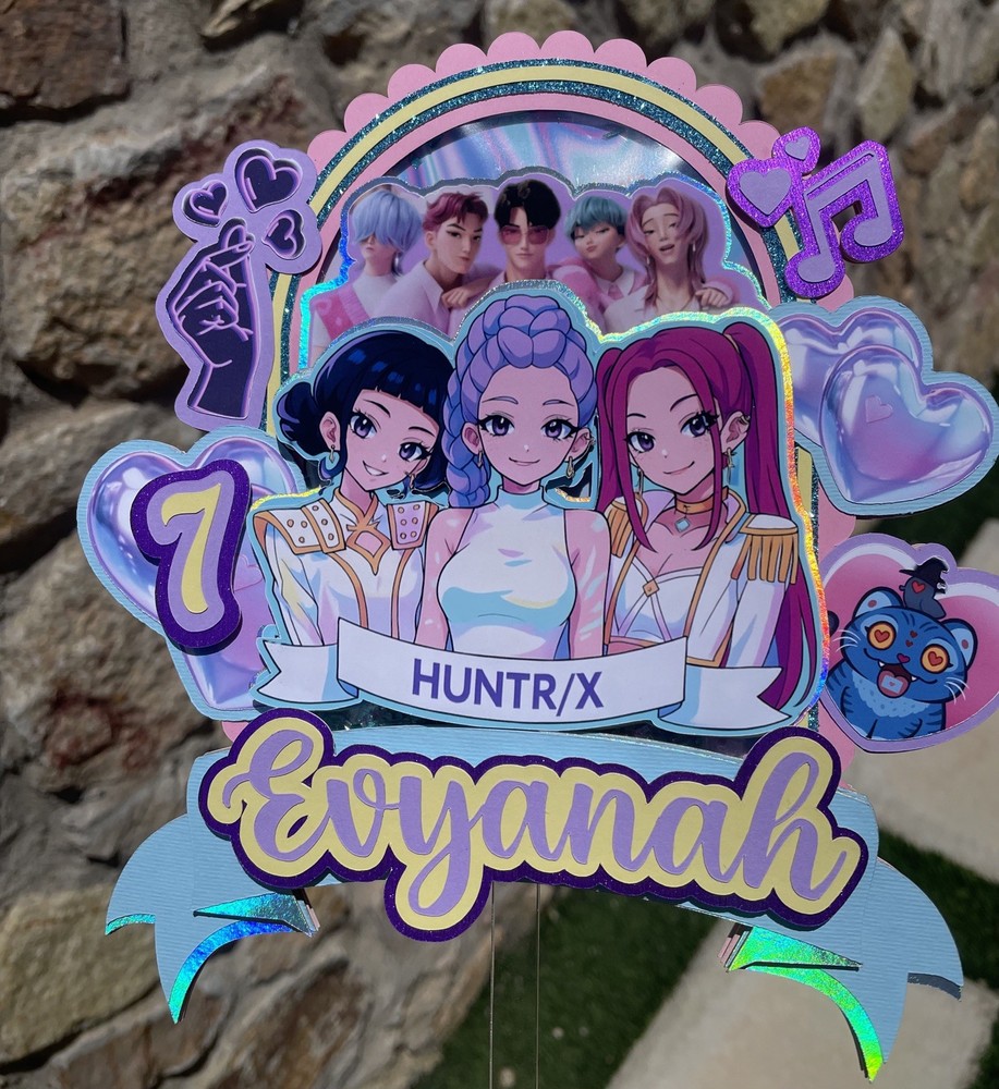 K-pop Demon Hunter Cake Topper with lights