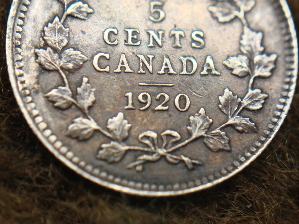 1920 - CANADA 5 CENT PC. - HIGH END KING GEORGE V SERIES SILVER