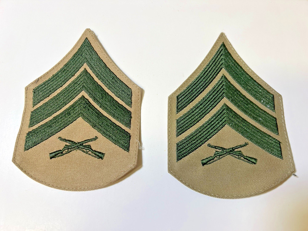 USMC Summer Service Sergeant Patch Pair Set IRON ON NOS
