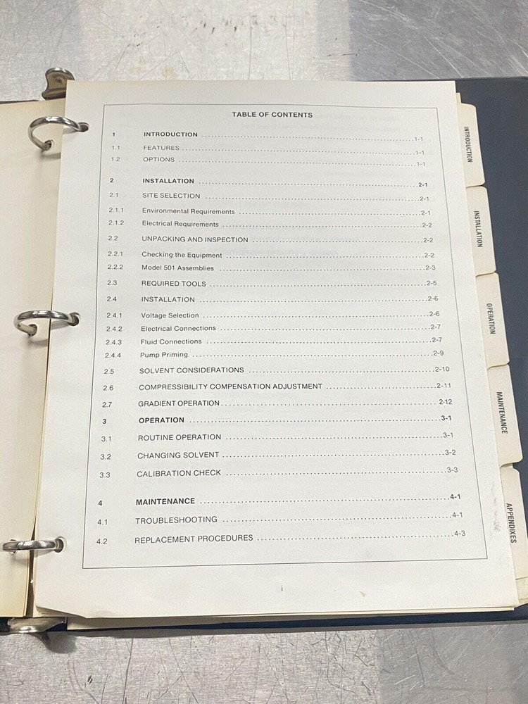 Waters 501 Solvent Delivery System - Users Guide / Instructions Manual