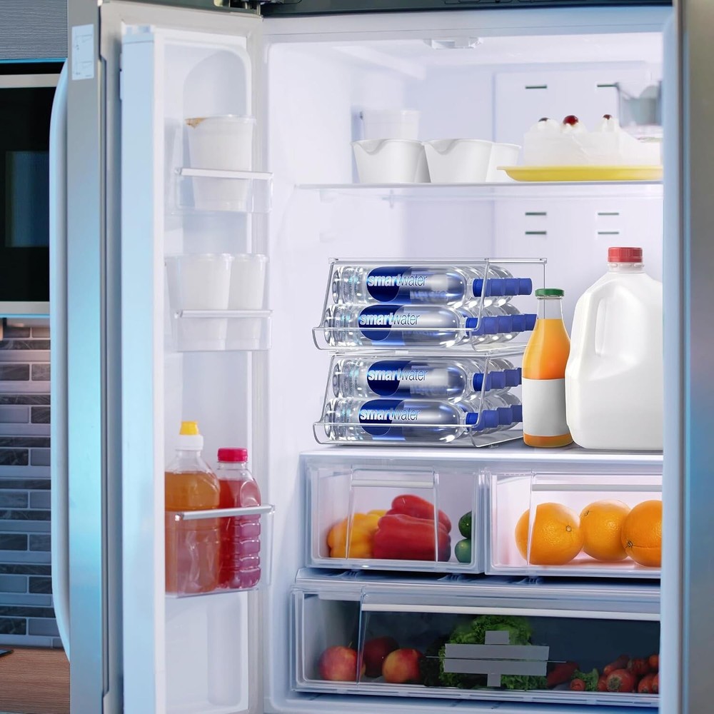 Clear Plastic Drink Organizer for Fridge - Versatile Storage Solution Set of 2
