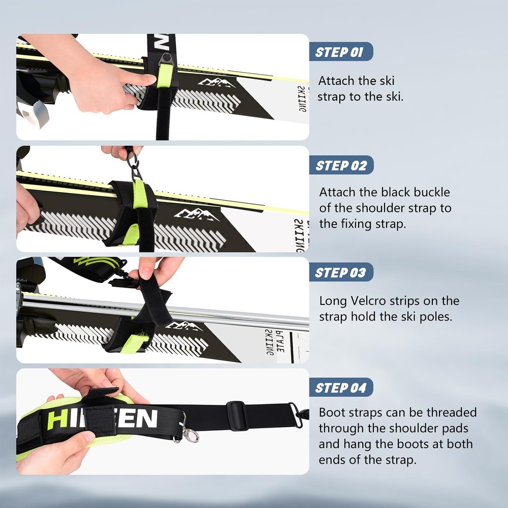 2 Sets Ski Strap, Pole and Boot Ski Carrier Strap for Easy Transportation of ...