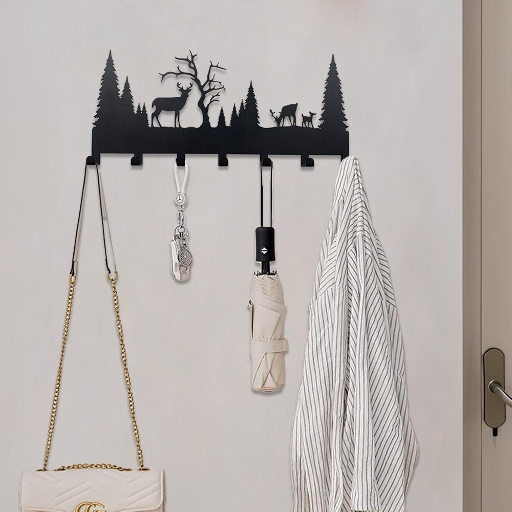 Wall Mounted Key Rack | Metal Hook Organizer | Deer