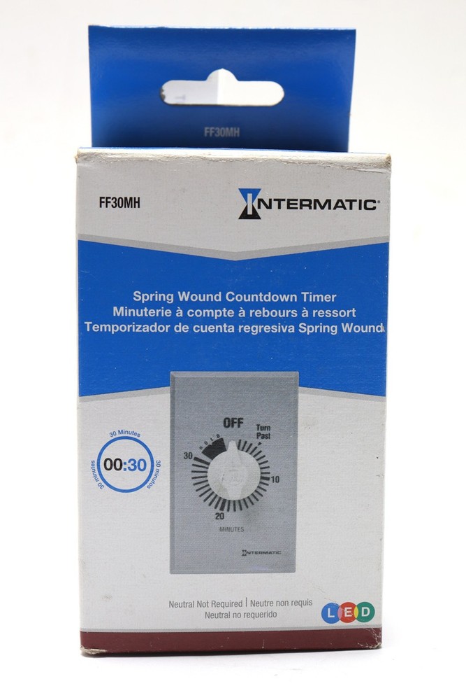 Intermatic FF30MH Spring Wound Countdown Timer, 125-277VAC, Silver