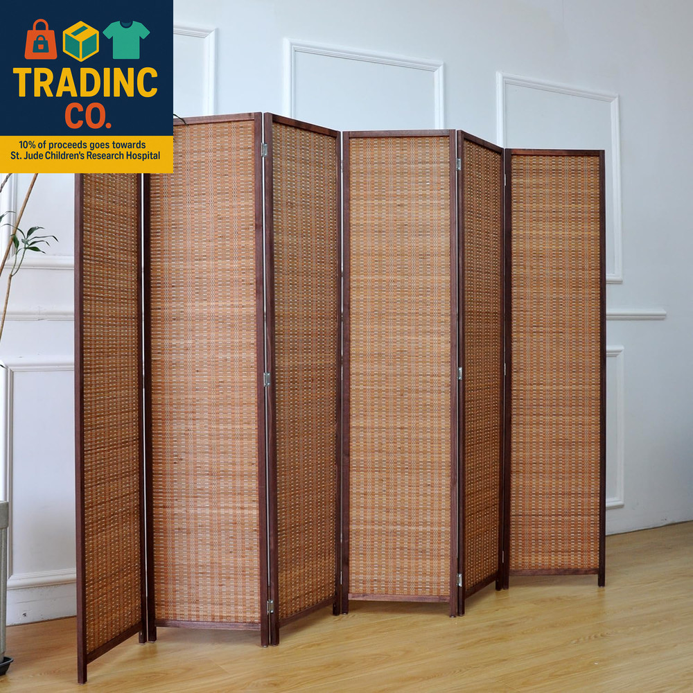 6 Panel Bamboo Room Divider and Folding Panel Screen,Bamboo Panel Divider for Ro