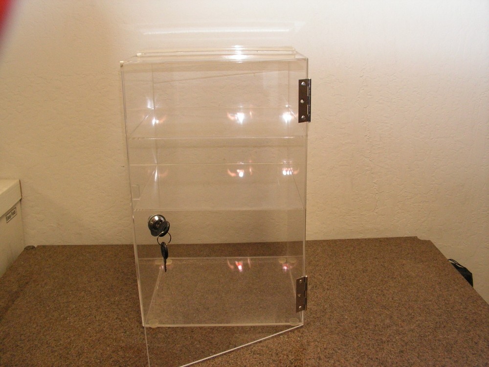 Acrylic Display Case Two Shelves, 19"x12"x12"